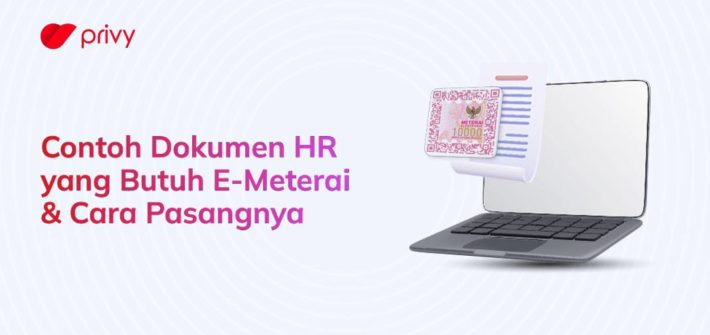 laptop dengan dokumen dan meterai