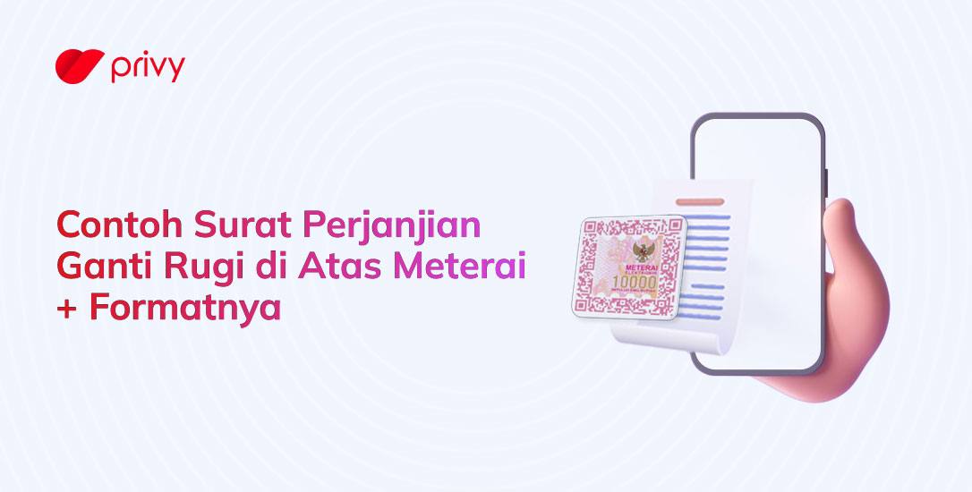 tangan memegang HP dengan meterai dan surat